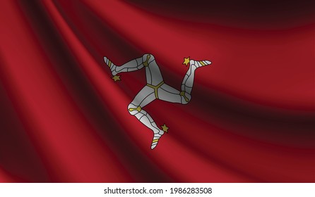Bandera de la Isla de Man ondeando. antecedentes de diseño patriótico y nacional. ilustración vectorial  