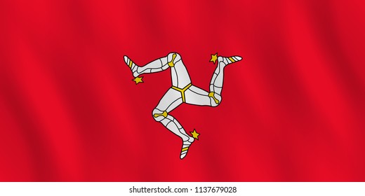 Isle of Man flag with waving effect, official proportion.