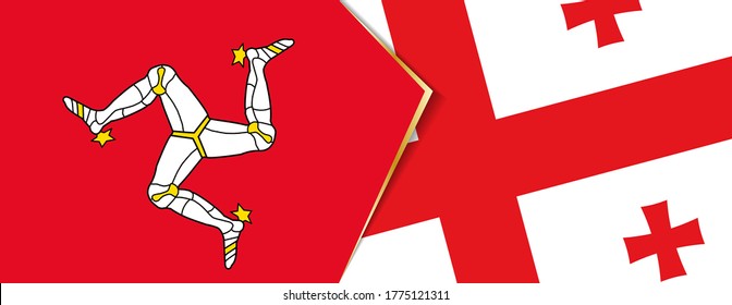 Isle of Man and Georgia flags, two vector flags symbol of relationship or confrontation.