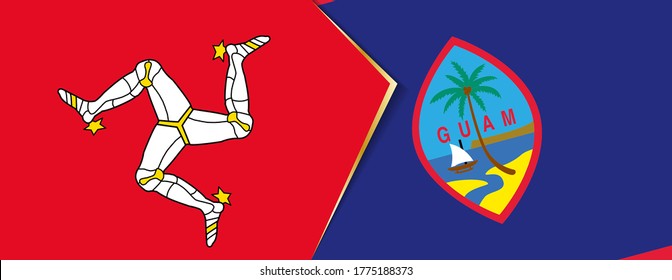Isle of Man and Guam flags, two vector flags symbol of relationship or confrontation.