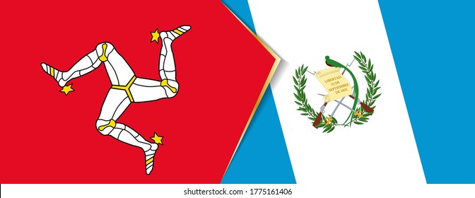 Isle of Man and Guatemala flags, two vector flags symbol of relationship or confrontation.