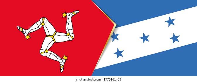 Banderas de la Isla de Man y Honduras, dos banderas vectoriales símbolo de relación o enfrentamiento.