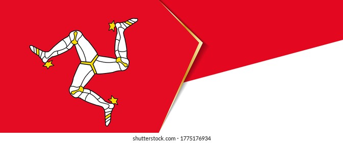 Isle of Man and Indonesia flags, two vector flags symbol of relationship or confrontation.