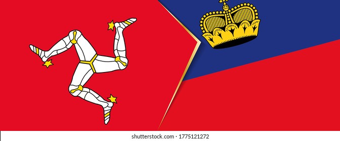 Banderas de la Isla de Man y Liechtenstein, dos banderas vectoriales símbolo de relación o enfrentamiento.