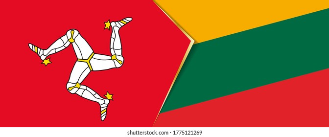 Isle of Man and Lithuania flags, two vector flags symbol of relationship or confrontation.
