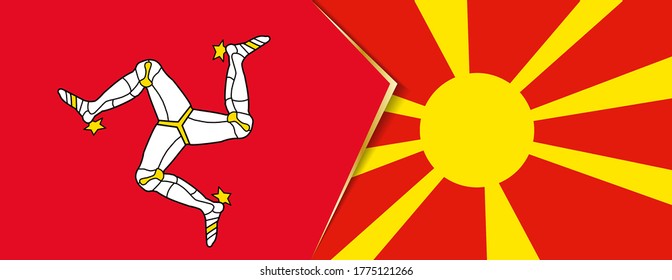Isle of Man and Macedonia flags, two vector flags symbol of relationship or confrontation.