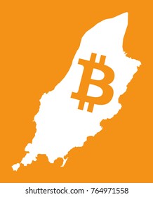 Isle of Man map with bitcoin crypto currency symbol illustration