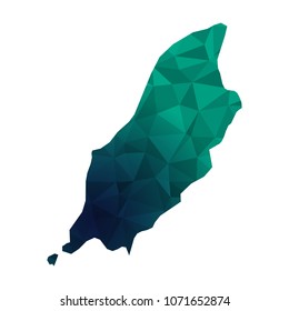 Isle of Man map in geometric polygonal style. Abstract Polygon Map. Low Poly Color Rainbow Isle of Man map of isolated. Vector Illustration EPS10.