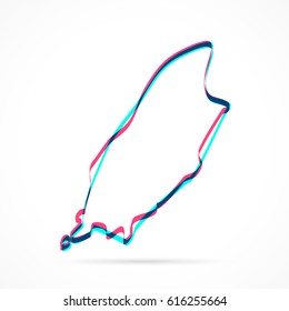 Isle of Man Map hand drawn with blue and pink highlighters, isolated on a blank background.
Vector illustration, easy to edit, manipulate, resize or colorize.