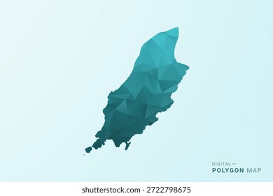 Isle of Man Karte - Polygon Stil Vektorgrafik in blau-grün Low Poly geometrischen Design, moderne minimale Silhouette.