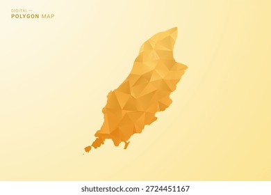 Mapa de la Isla de Man - Ilustración vectorial de estilo polígono en diseño geométrico de bajo poli amarillo y naranja, silueta mínima moderna, aislada para infografía.