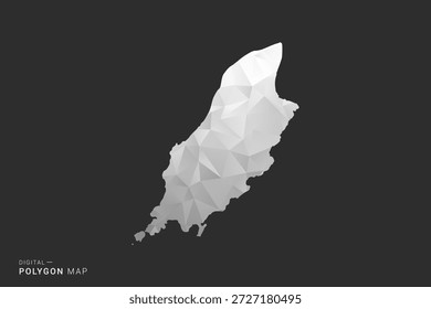 Mapa de la Isla de Man - Ilustración vectorial de estilo polígono en diseño geométrico de bajo poli negro, gris y blanco, silueta mínima, aislada para infografía.