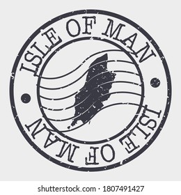 Isle of Man Map Postmark. Silhouette Postal Passport. Stamp Round Vector Icon. Vintage Postage Design.