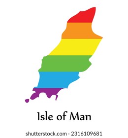 Isle of Man map shape fill rainbow color isolated on white background. Design concept country accept pride LGBT.