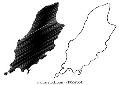 Isle of Man map vector illustration, scribble sketch Man island