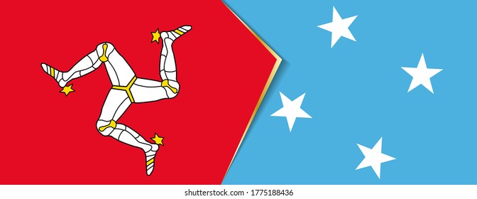 Isle of Man and Micronesia flags, two vector flags symbol of relationship or confrontation.