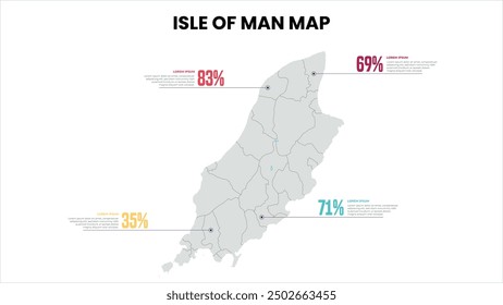 Isle of Man Modern Map Percentage Infographic Template, Detailed infographic map of Isle of Man