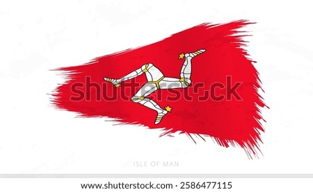 Isle of Man National Flag with Textured Brush Strokes. Artistic Brush Stroke Design.