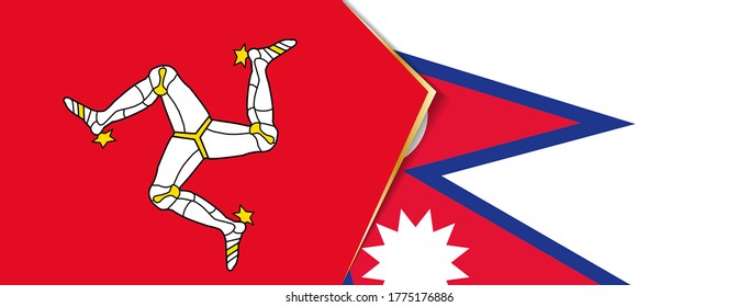Isle of Man and Nepal flags, two vector flags symbol of relationship or confrontation.