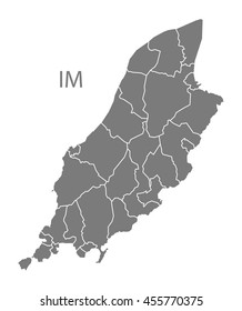 Isle of Man regions Map grey