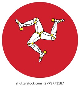 Isle of Man Round Flag Icon High Quality National Flag Isolated on Transparent Background