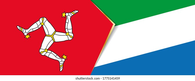 Isle of Man and Sierra Leone flags, two vector flags symbol of relationship or confrontation.