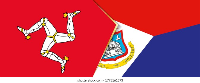 Isle of Man and Sint Maarten flags, two vector flags symbol of relationship or confrontation.