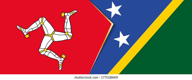 Banderas de la Isla de Man y las Islas Salomón, dos banderas vectoriales símbolo de relación o enfrentamiento.