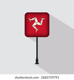 Isle of Man Square Flag Pole Vector Illustration