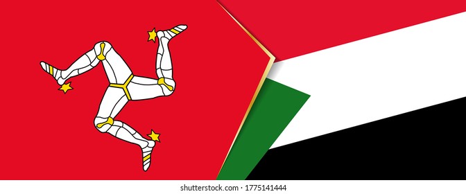 Banderas de la Isla de Man y Sudán, dos banderas vectoriales símbolo de relación o enfrentamiento.