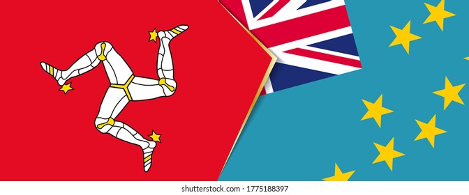 Isle of Man and Tuvalu flags, two vector flags symbol of relationship or confrontation.