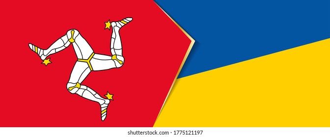 Isle of Man and Ukraine flags, two vector flags symbol of relationship or confrontation.
