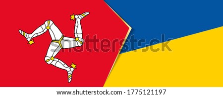 Isle of Man and Ukraine flags, two vector flags symbol of relationship or confrontation.
