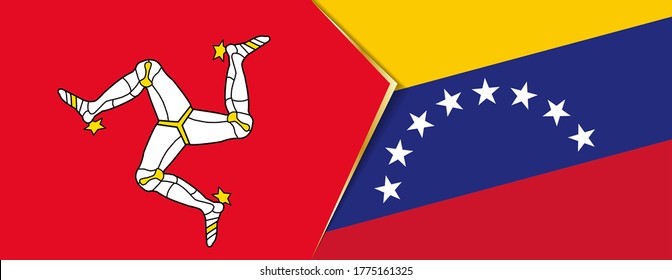 Isle of Man and Venezuela flags, two vector flags symbol of relationship or confrontation.