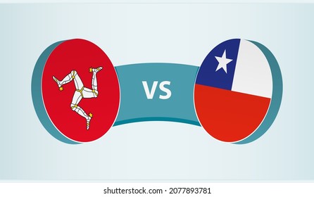 Isle of Man versus Chile, team sports competition concept. Round flag of countries.