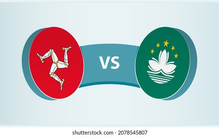 Isle of Man versus Macau, team sports competition concept. Round flag of countries.