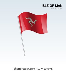 Isle of Man waving flag isolated on gray background