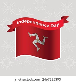 Isle of Man Wavy Flag Independence Day Banner Background