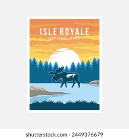 Isle Royale national park poster vector illustration design