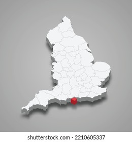 Isle of Wight county location within England 3d isometric map