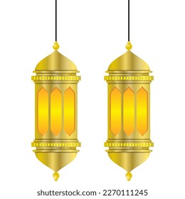 Islmai-Laterne, Vektorgrafik einzeln auf transparentem Hintergrund, in goldener Farbe.