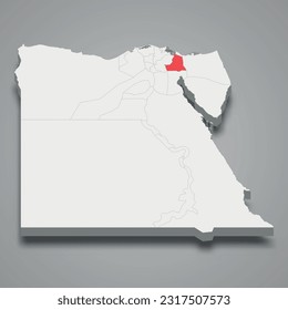 Ismailia region location within Egypt 3d isometric map