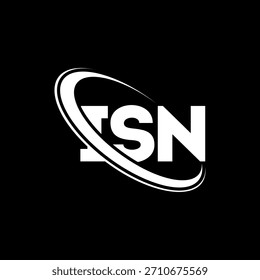 Logotipo del ISN. Carta ISN. Diseño de logo de carta ISN. Logotipo de las iniciales ISN enlazado con el círculo y el logotipo del monograma en mayúsculas. Tipografía ISN para tecnología, negocio y marca inmobiliaria.