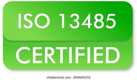 ISO 13485 Certified badge, icon. Certification stamp. Flat design vector. Vector illustration