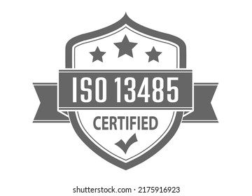 ISO 13485. The logo of standardization for websites, applications and thematic design. Flat style