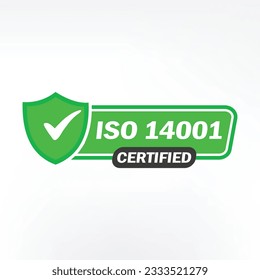 ISO 14001 Certified badge, icon. Certification stamp. Flat design vector illustration