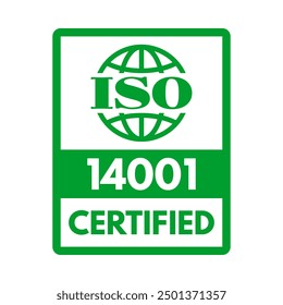 iso 14001 environmental management system certified, vector illustration isolated on white background