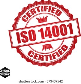 ISO 14001 grunge rubber stamp, vector illustration