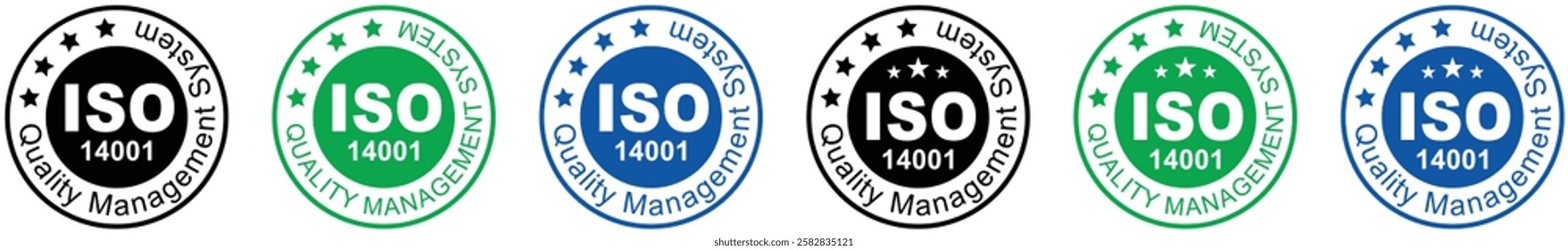 ISO 14001 logo certification, Certified Company Certificate ISO Blue vector, Quality Certificate, iso mark certification, ISO 14001:2015 certified symbol vector illustration, best Certified Company