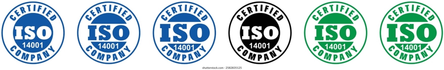 ISO 14001 logo certification, Certified Company Certificate ISO Blue vector, Quality Certificate, iso mark certification, ISO 14001:2015 certified symbol vector illustration, best Certified Company